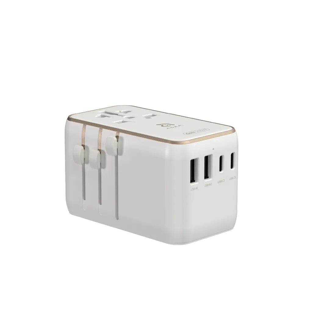 Adam Elements T100L 100W Universal Travel Adapter with USB-C Cable White - Mac Shack