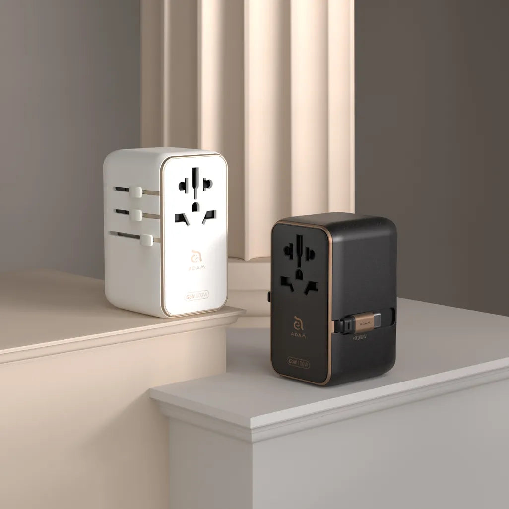 Adam Elements T100L 100W Universal Travel Adapter with USB-C Cable White - Mac Shack