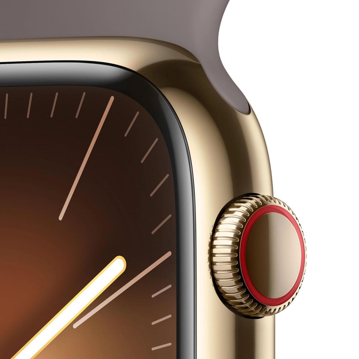 Apple Watch Series 9 (45mm, Gold Stainless Steel with Clay Sports Band, GPS & Cellular) - New / 1 Year Warranty - Mac Shack