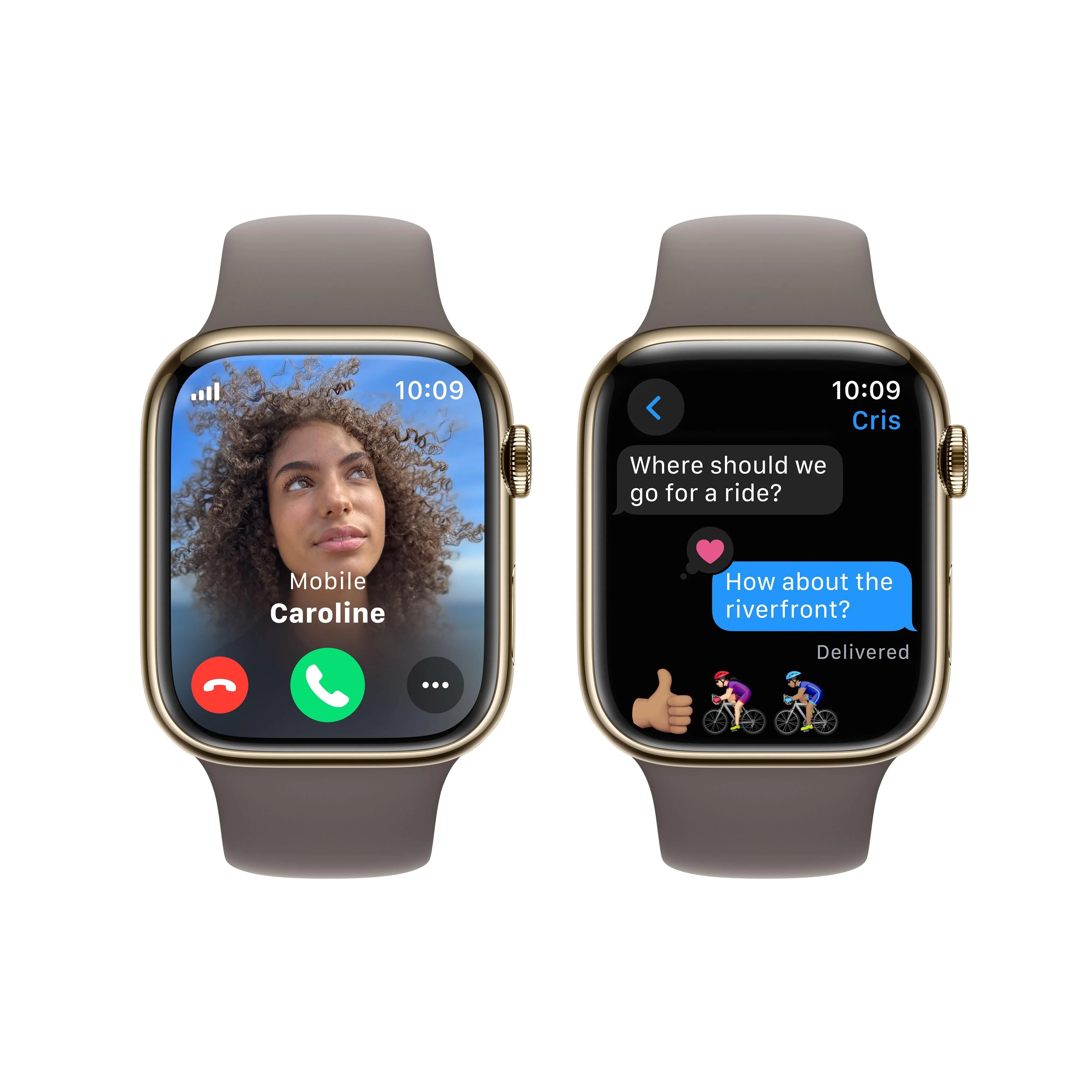 Apple Watch Series 9 (45mm, Gold Stainless Steel with Clay Sports Band, GPS & Cellular) - New / 1 Year Warranty - Mac Shack