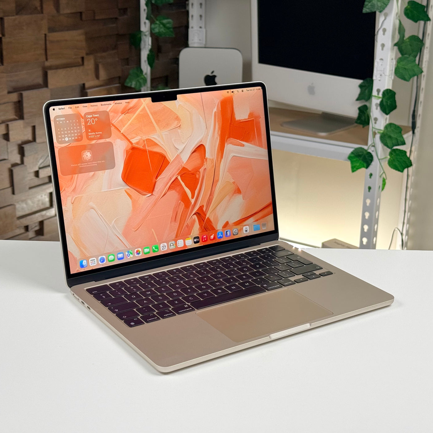 Pre-owned MacBook Air 13-inch M2 Starlight in Select condition, open with screen on - MacShack