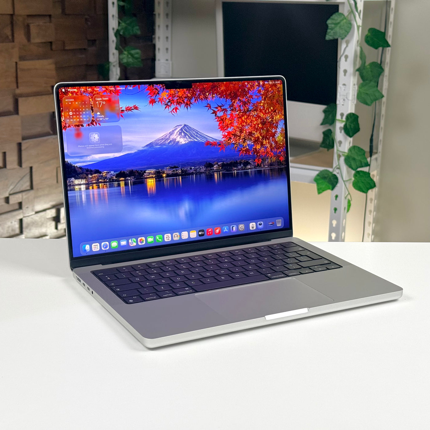 Demo MacBook Pro 14-inch M4 Pro in Silver, open at an angle on a desk - Mac Shack