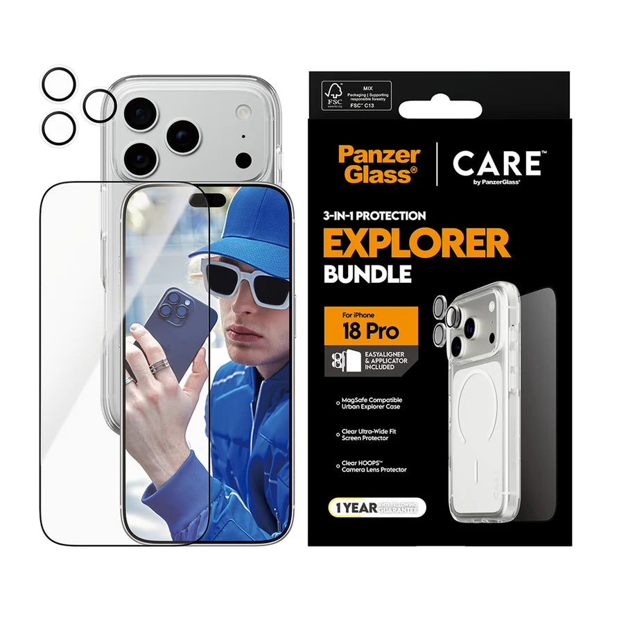 CARE by PanzerGlass® 3-in-1 Flagship Explorer Bundle w. Easy Aligner for iPhone 18 Pro