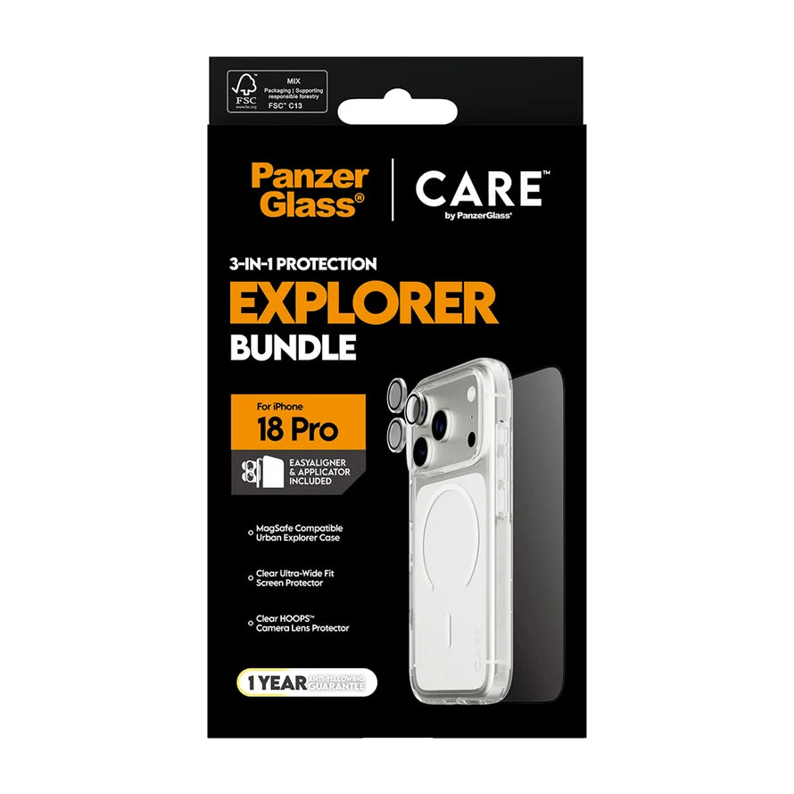 CARE by PanzerGlass® 3-in-1 Flagship Explorer Bundle w. Easy Aligner for iPhone 18 Pro