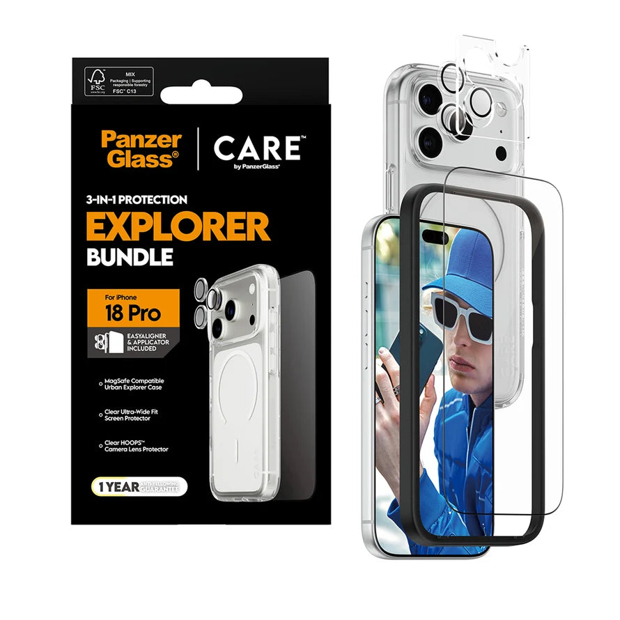CARE by PanzerGlass® 3-in-1 Flagship Explorer Bundle w. Easy Aligner for iPhone 18 Pro