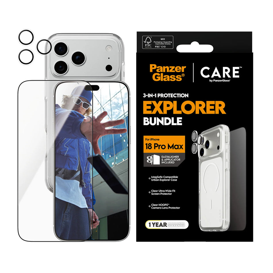 CARE by PanzerGlass® 3-in-1 Flagship Explorer Bundle w. Easy Aligner for iPhone 18 Pro Max