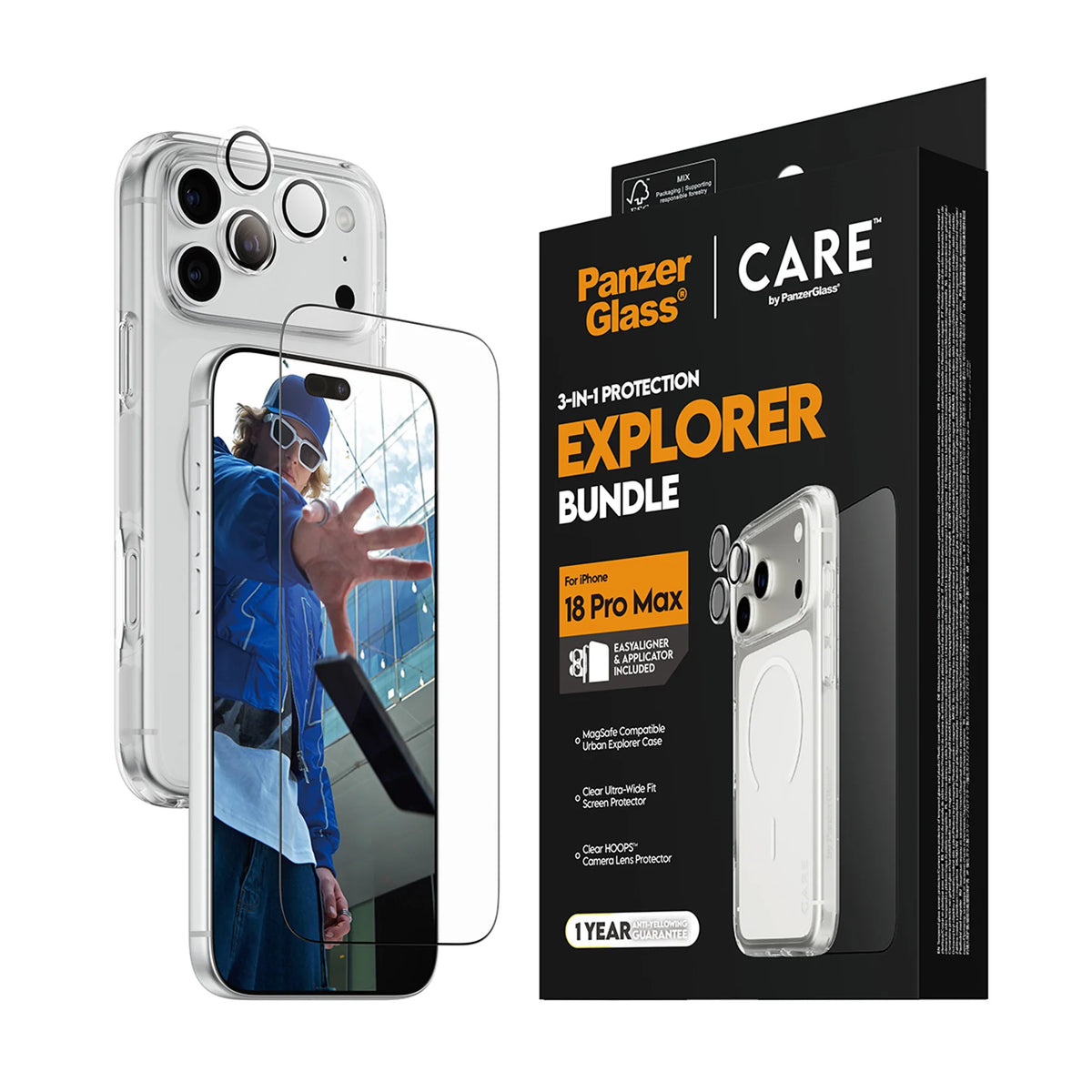 CARE by PanzerGlass 3-in-1 Flagship Explorer Bundle w. Easy Aligner for iPhone 18 Pro Max, view 3