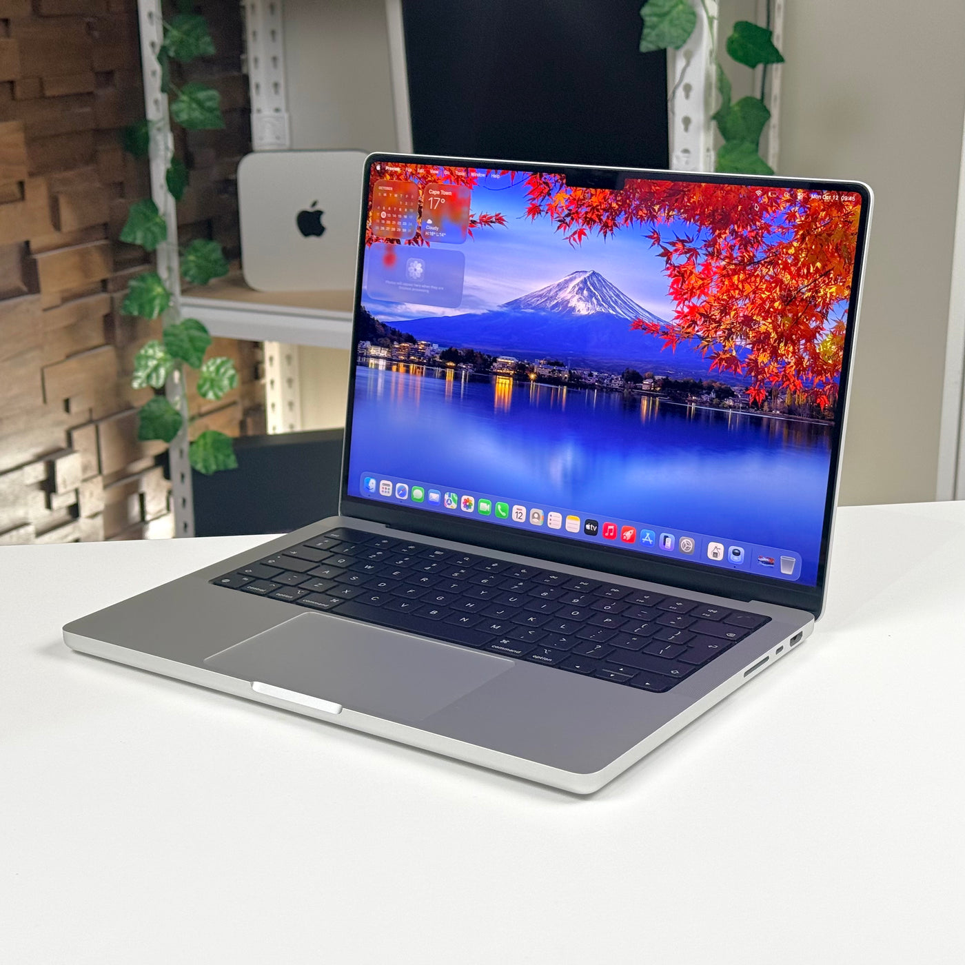 Demo MacBook Pro 14-inch M4 Pro Silver, open, side angle view - Mac Shack