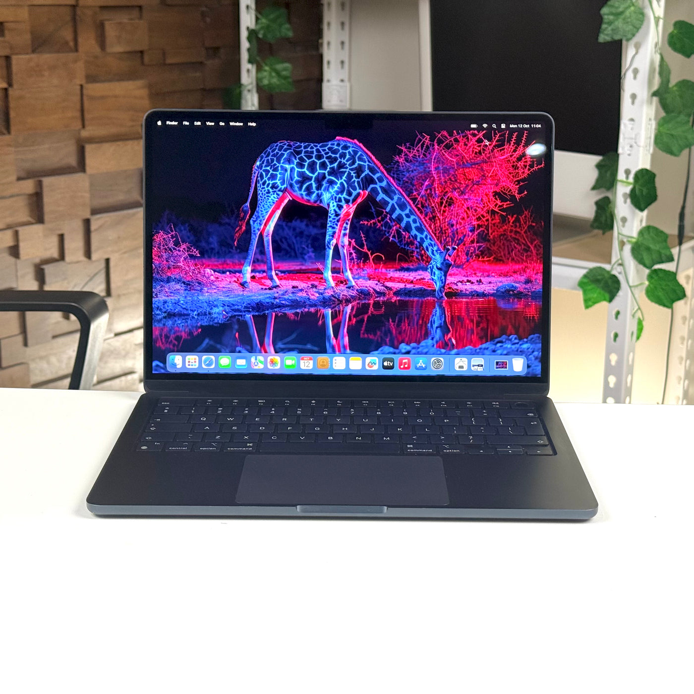 Pre-owned MacBook Air 13-inch M2 Midnight, open, front view - Mac Shack