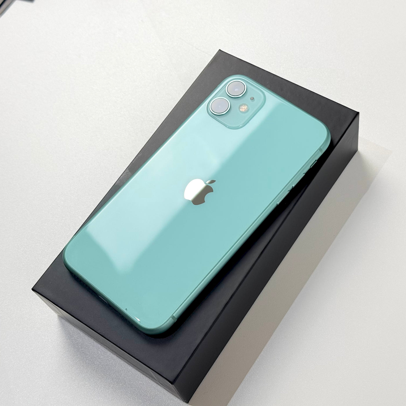 Back of pre-owned iPhone 11 Green in box showing dual camera - Mac Shack