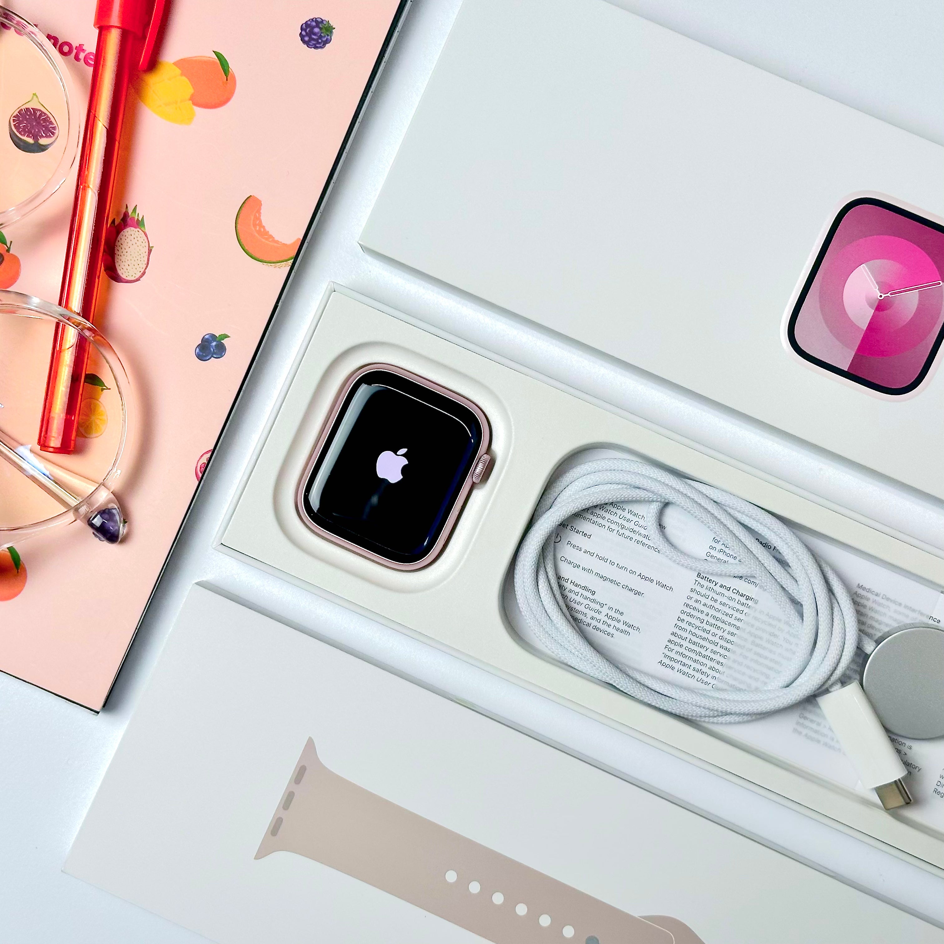 Apple Watch Series 9 (45mm, Pink Aluminium Case with Starlight Sports Band, GPS) - Pre Owned / 3 Month Warranty - Mac Shack