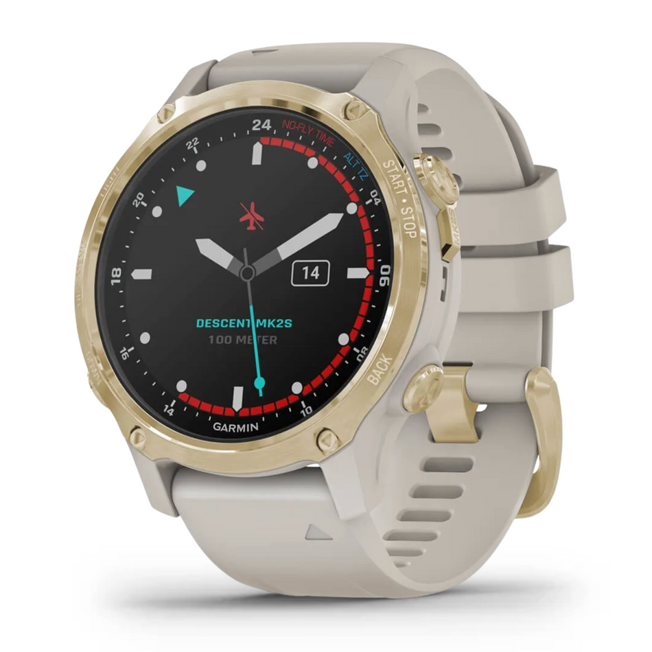Garmin Descent Mk2S (43mm, Light Gold with Light Sand Silicone Band) - Pre Owned / 3 Month Warranty - Mac Shack
