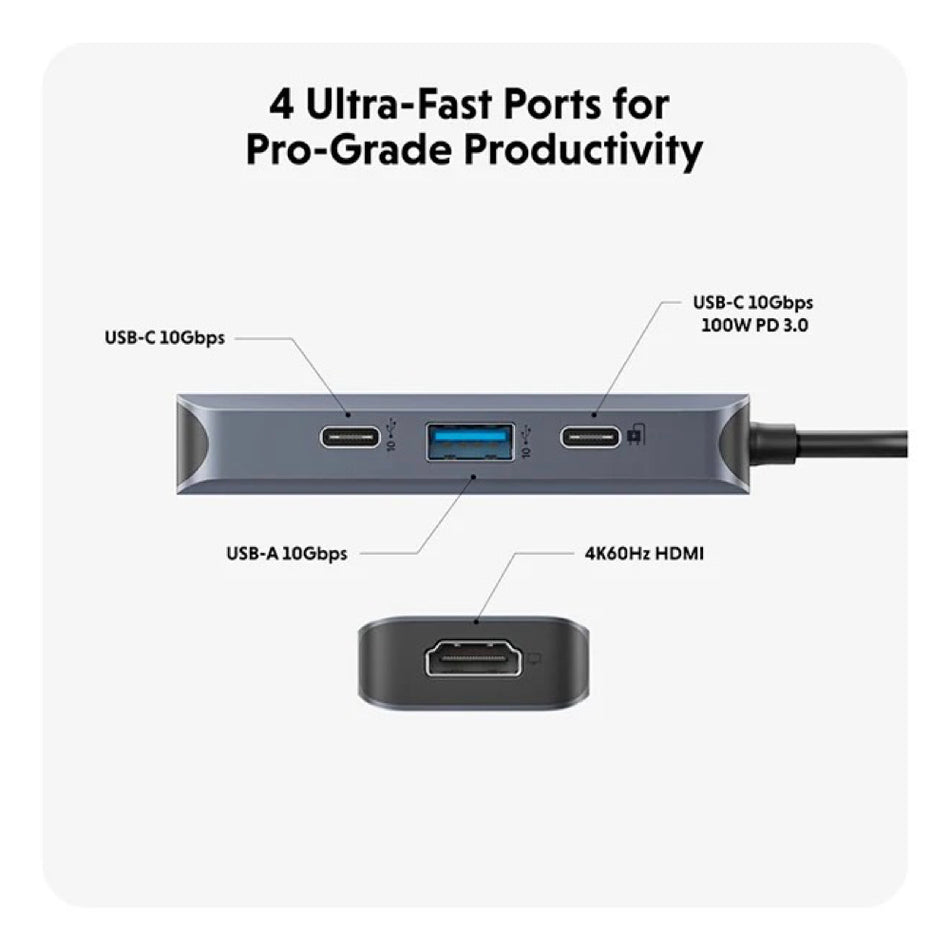 HyperDrive Next 4 Port USB-C Hub - Grey