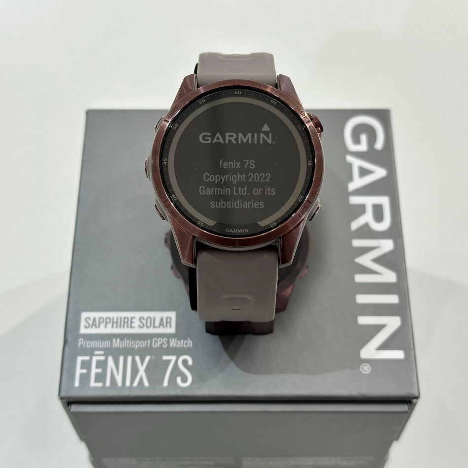 Garmin fēnix® 7S Sapphire Solar (42mm, Dark Bronze Titanium with Shale Grey Band) - Pre Owned / 3 Month Warranty