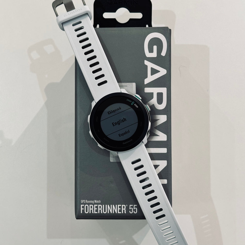 Garmin Forerunner® 55 (26mm, White with White Band) - Pre Owned / 3 Month Warranty