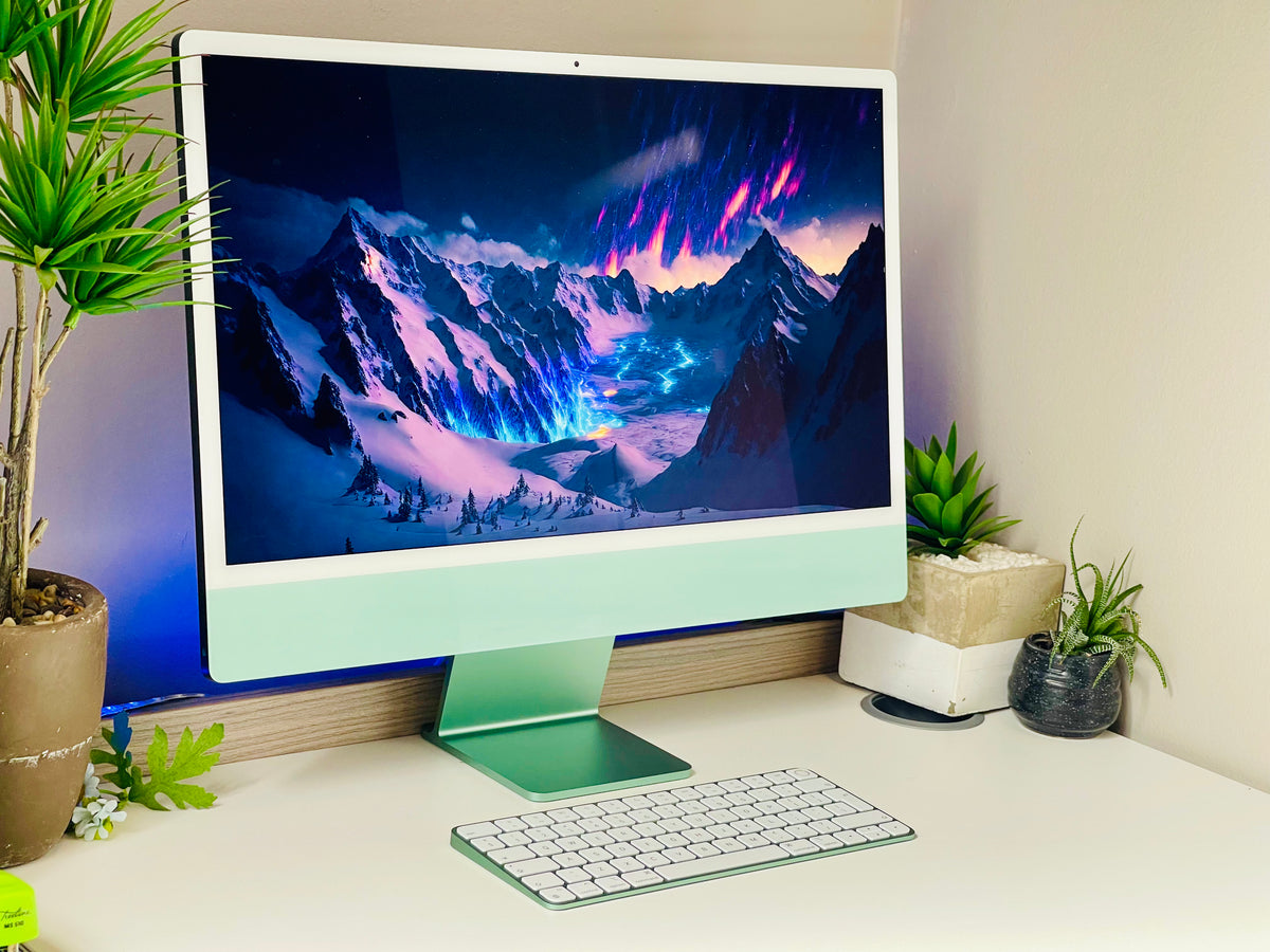 2021 Apple iMac 24-inch M1 8-Core CPU, 8-Core GPU (4.5K Retina, 8GB Unified RAM, 256GB, Green) - Pre Owned / 3 Month Warranty - Mac Shack