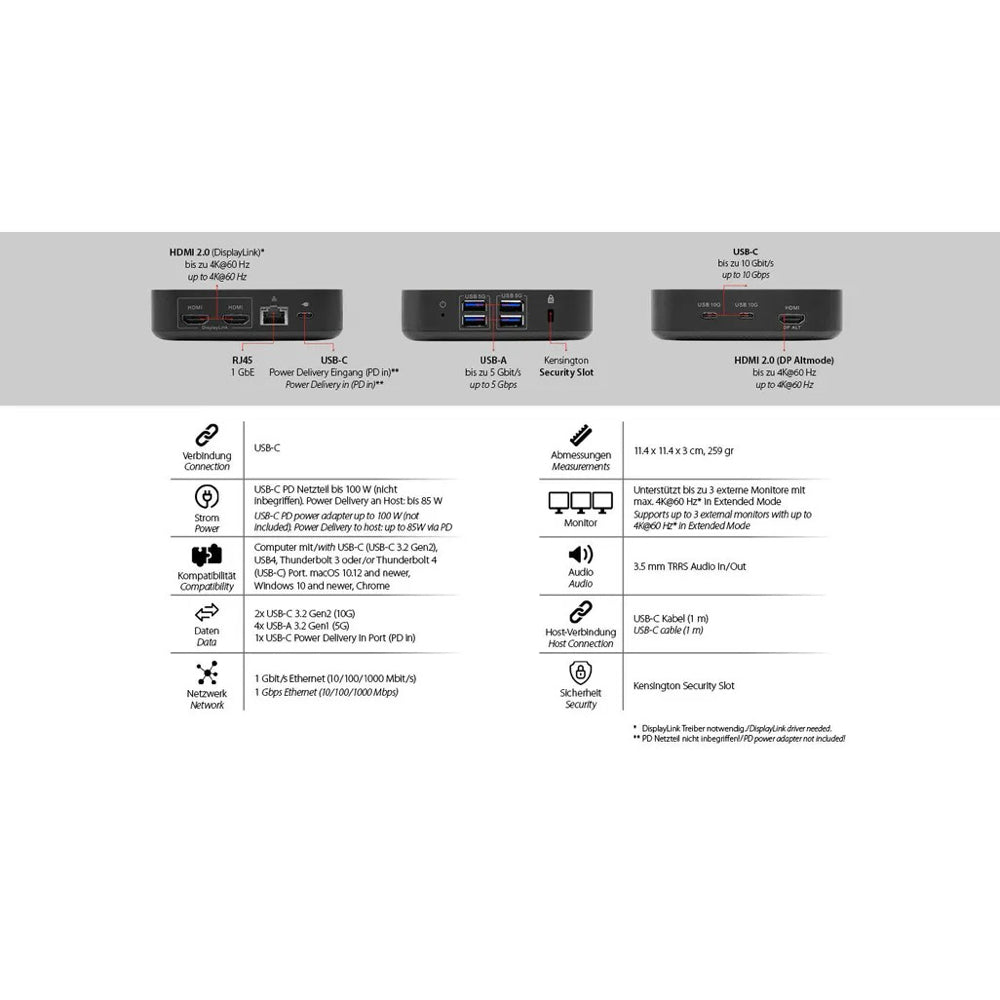 LMP USB-C Triple DisplayDock - Black