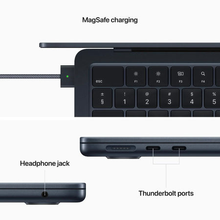 2022 Apple MacBook Air 13-Inch M2 8-Core CPU, 8-Core GPU (8GB Unified RAM, 256GB SSD, Midnight) - New / 1 Year Warranty - Mac Shack