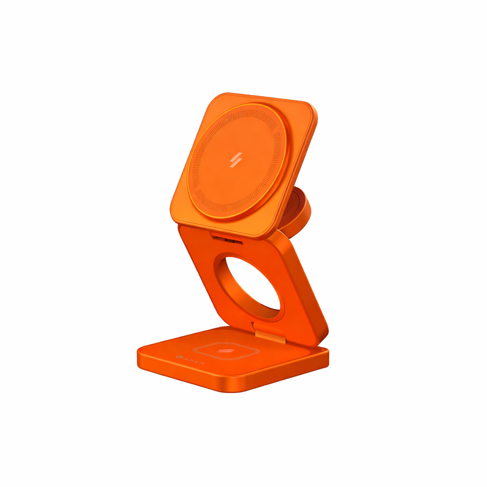 Adam Elements Mag 3 Ultra - Qi2 3-in-1 Foldable Charging Station - Orange