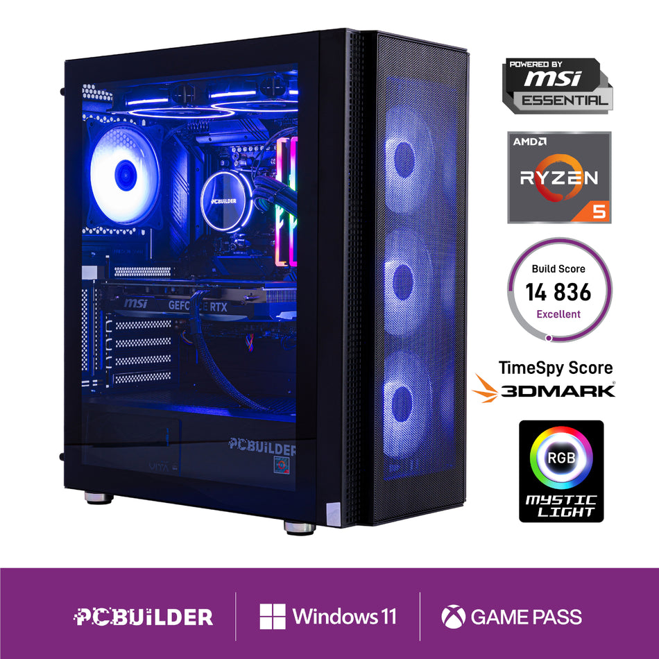 PCBuilder NEXUS Gaming Desktop PC AMD Ryzen 5 9600X 1TB SSD 32GB RAM GeForce RTX 5060 Ti Win 11 Home