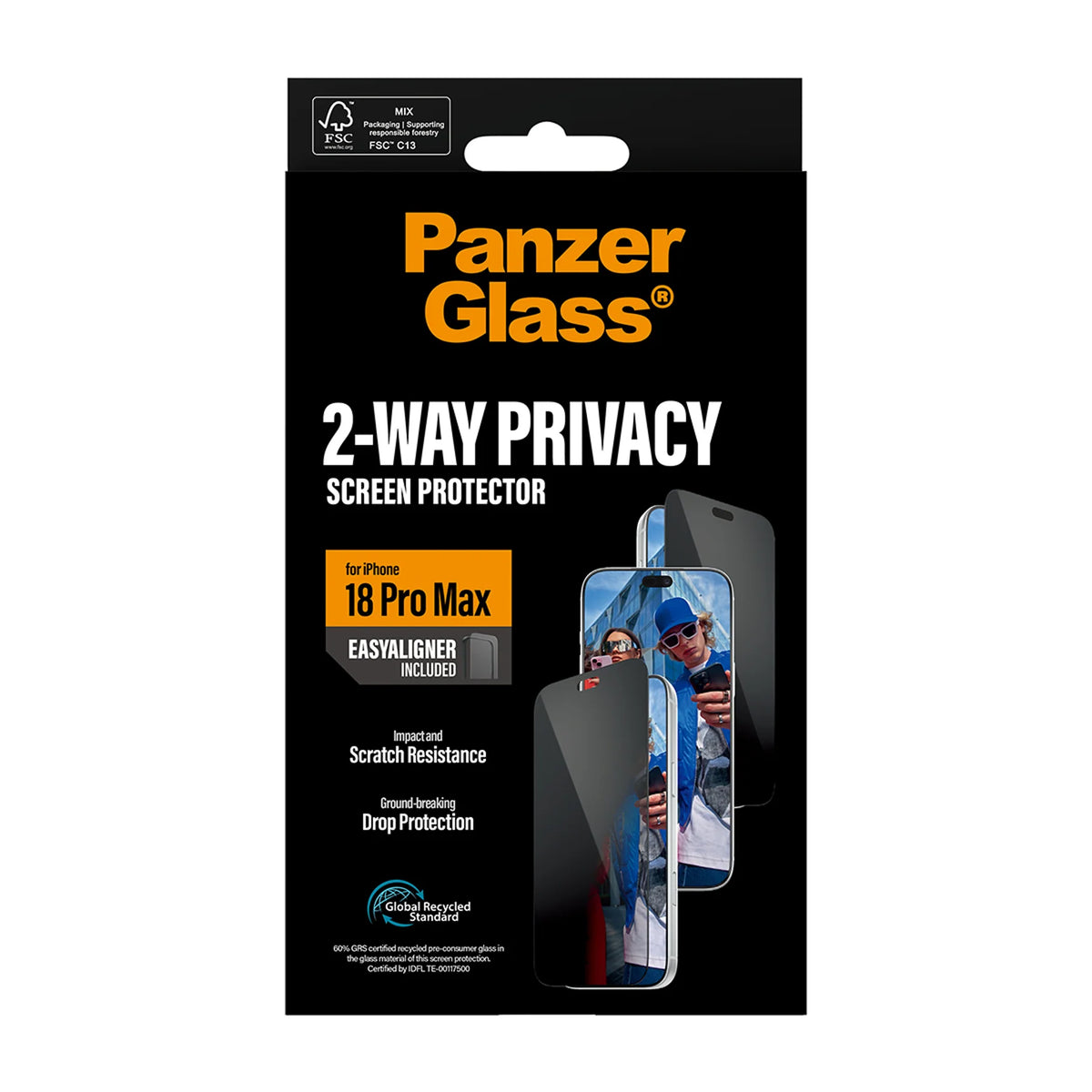 PanzerGlass 2-Way Privacy Screen Protector iPhone 18 Pro Max Ultra-Wide Fit w. EasyAligner, view 7
