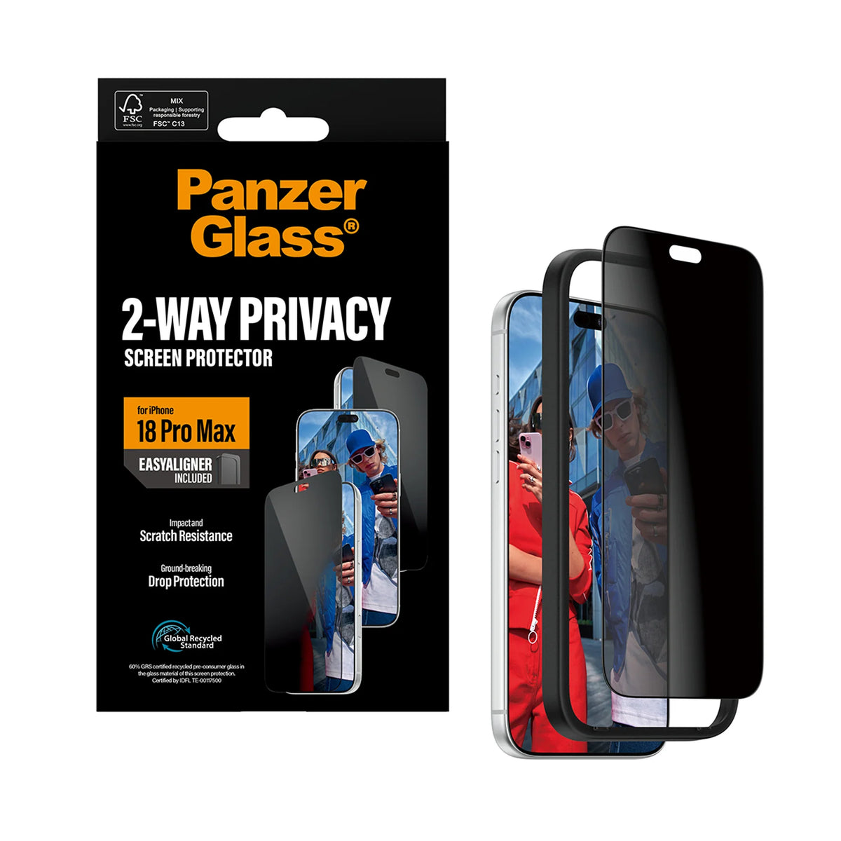 PanzerGlass 2-Way Privacy Screen Protector iPhone 18 Pro Max Ultra-Wide Fit w. EasyAligner, view 5