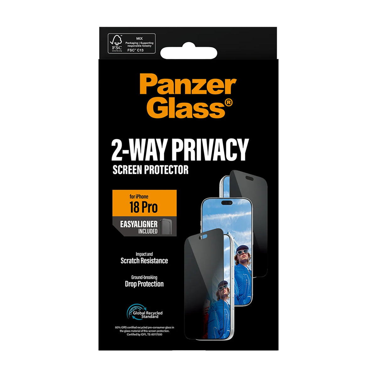 PanzerGlass 2-Way Privacy Screen Protector iPhone 18 Pro Ultra-Wide Fit w. EasyAligner, view 7