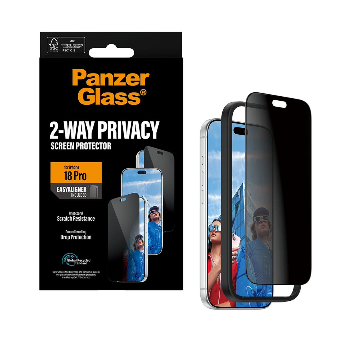 PanzerGlass 2-Way Privacy Screen Protector iPhone 18 Pro Ultra-Wide Fit w. EasyAligner, view 5