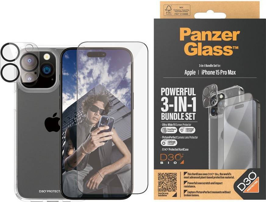 PanzerGlass ® 3-in-1 Bundle iPhone 15 Pro Max