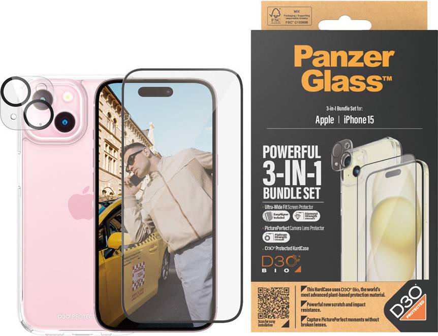 PanzerGlass ® 3-in-1 Bundle iPhone 15