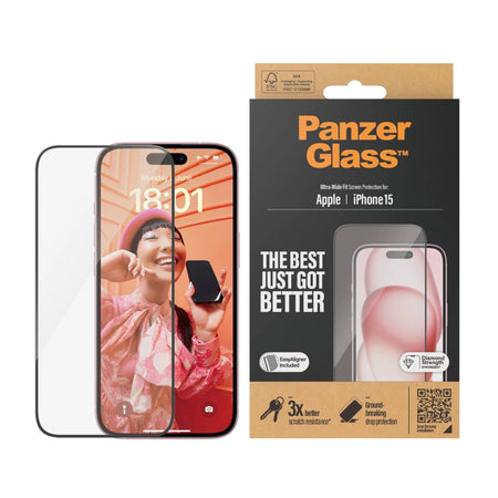PanzerGlass™ Ultra-Wide Screen Protector for iPhone 15 - Mac Shack