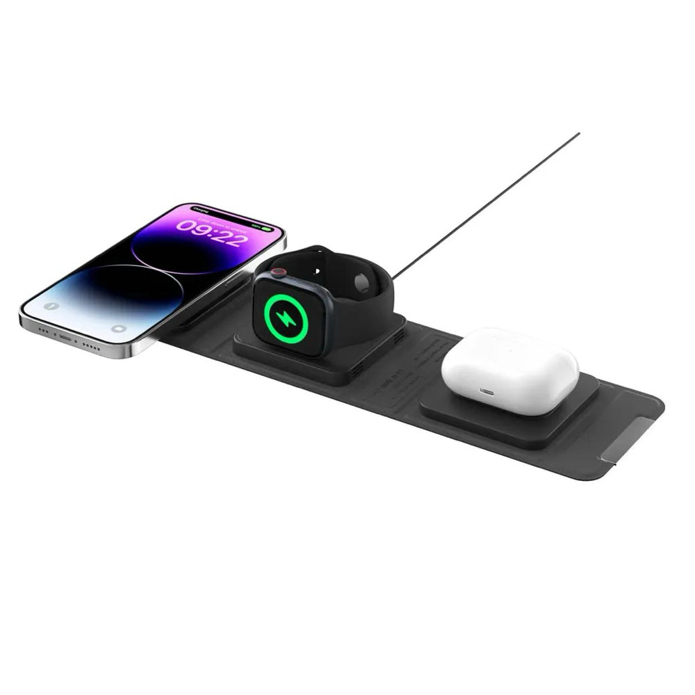 SwitchEasy TrioCharge Portable 3-in-1 Folding Charger - Black - Mac Shack
