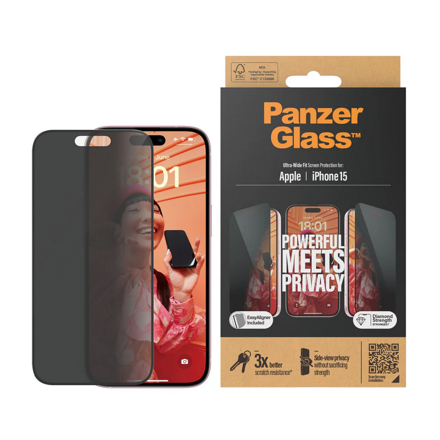 PanzerGlass® Privacy Screen Protector iPhone 15 - Ultra-Wide Fit - Mac Shack