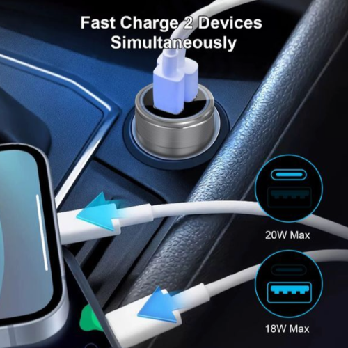 ReignPower Car Charger 38W Dual Port (Type A/C) - Black - Mac Shack