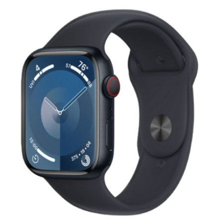 Apple Watch Series 9 (45mm, Midnight Aluminium Case with Midnight Sports Band, GPS & Cellular) - New / 1 Year Apple Warranty - Mac Shack