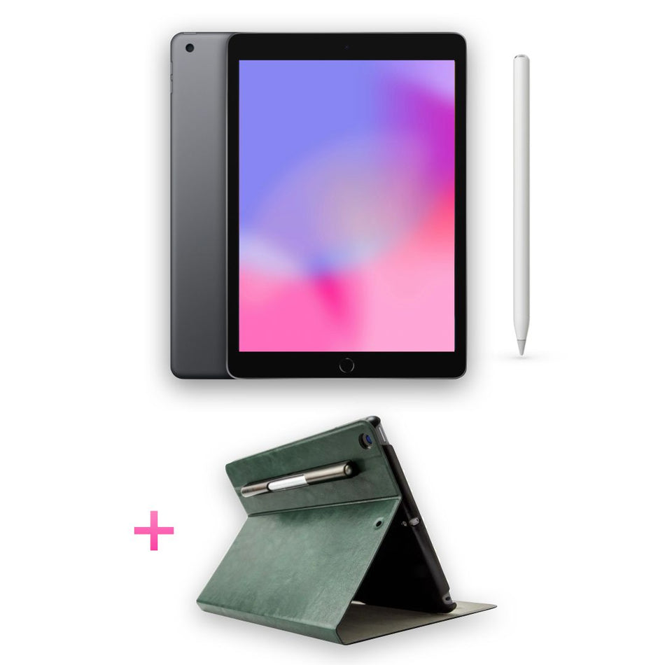 Combo Deal Apple iPad 9th Gen (64GB, Wifi, Space Gray) + PanzerGlass + Army Green Cover + EasyPencil - Pre Owned / 3 Month Warranty