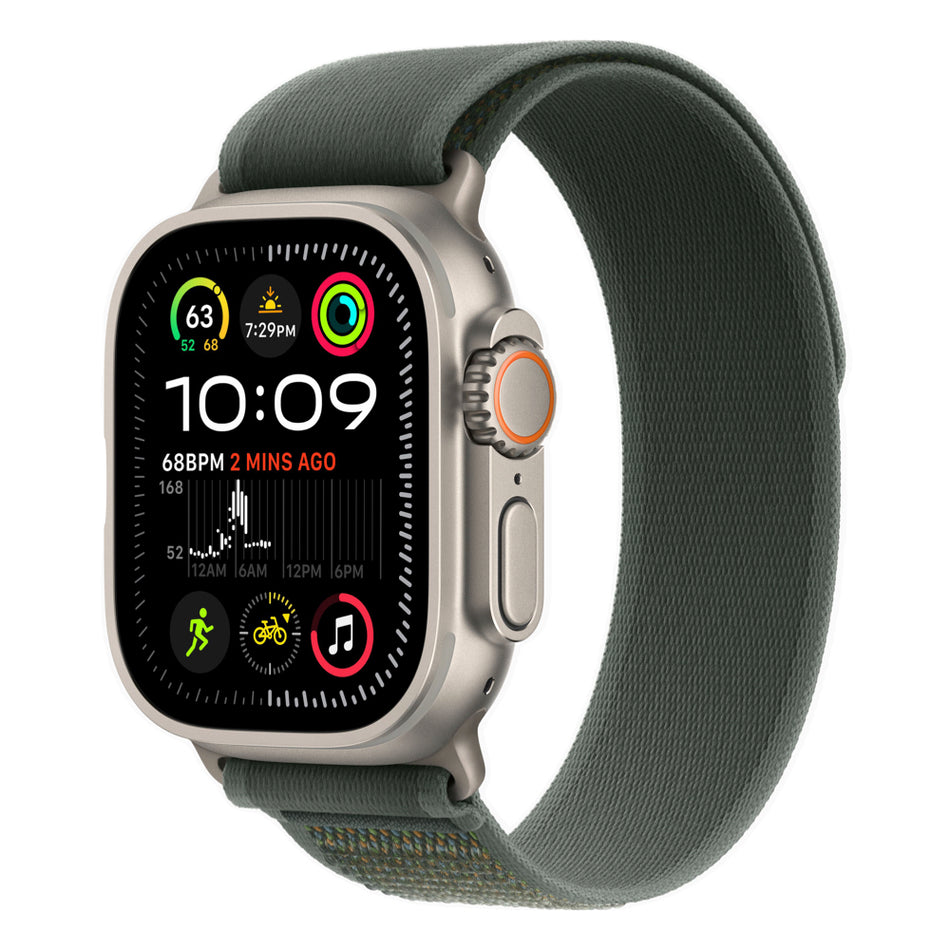 Apple Watch Ultra 2 (49mm, Natural Titanium with Green Trail Loop, GPS & Cellular) - New / 1 Year Apple Warranty - Mac Shack