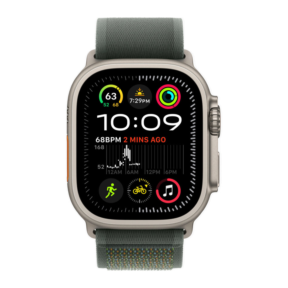 Apple Watch Ultra 2 (49mm, Natural Titanium with Green Trail Loop, GPS & Cellular) - New / 1 Year Apple Warranty - Mac Shack
