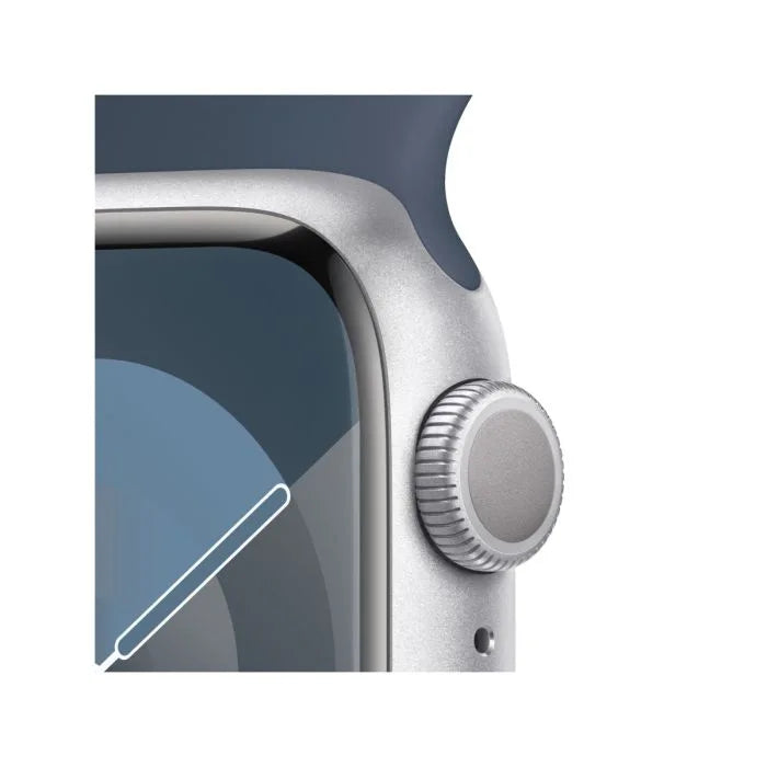 Apple Watch Series 9 (45mm, Silver Stainless Steel with Storm Blue Sports Band, GPS & Cellular) - New / 1 Year Warranty - Mac Shack