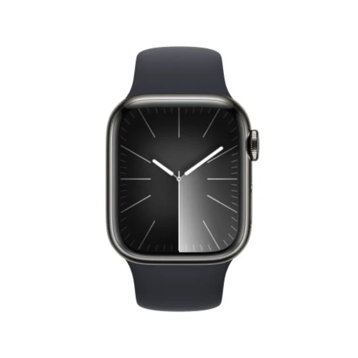 Apple Watch Series 9 (41mm, Graphite Stainless Steel with Midnight Sports Band, GPS & Cellular) - New / 1 Year Warranty