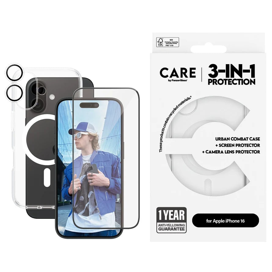 CARE by PanzerGlass 3-in-1 Protection for iPhone 16