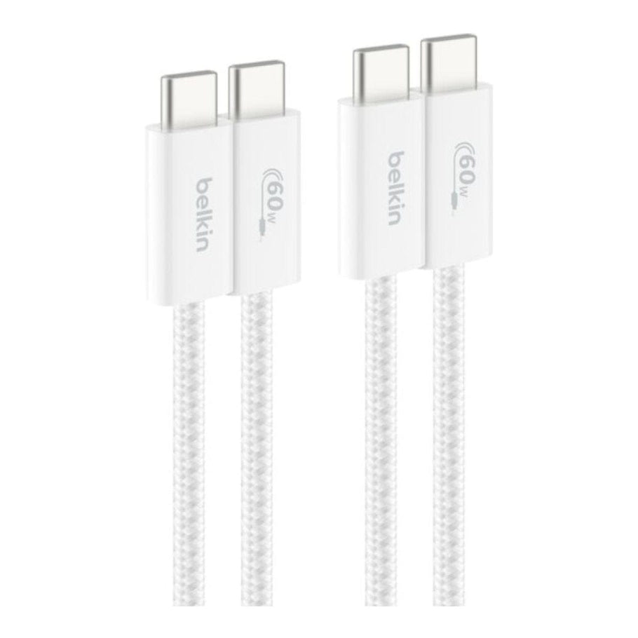 Belkin 1.5m BoostCharge 60W USB-C to USB-C Cable 2-pack - White