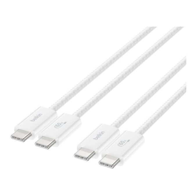 Belkin 1.5m BoostCharge 60W USB-C to USB-C Cable 2-pack - White