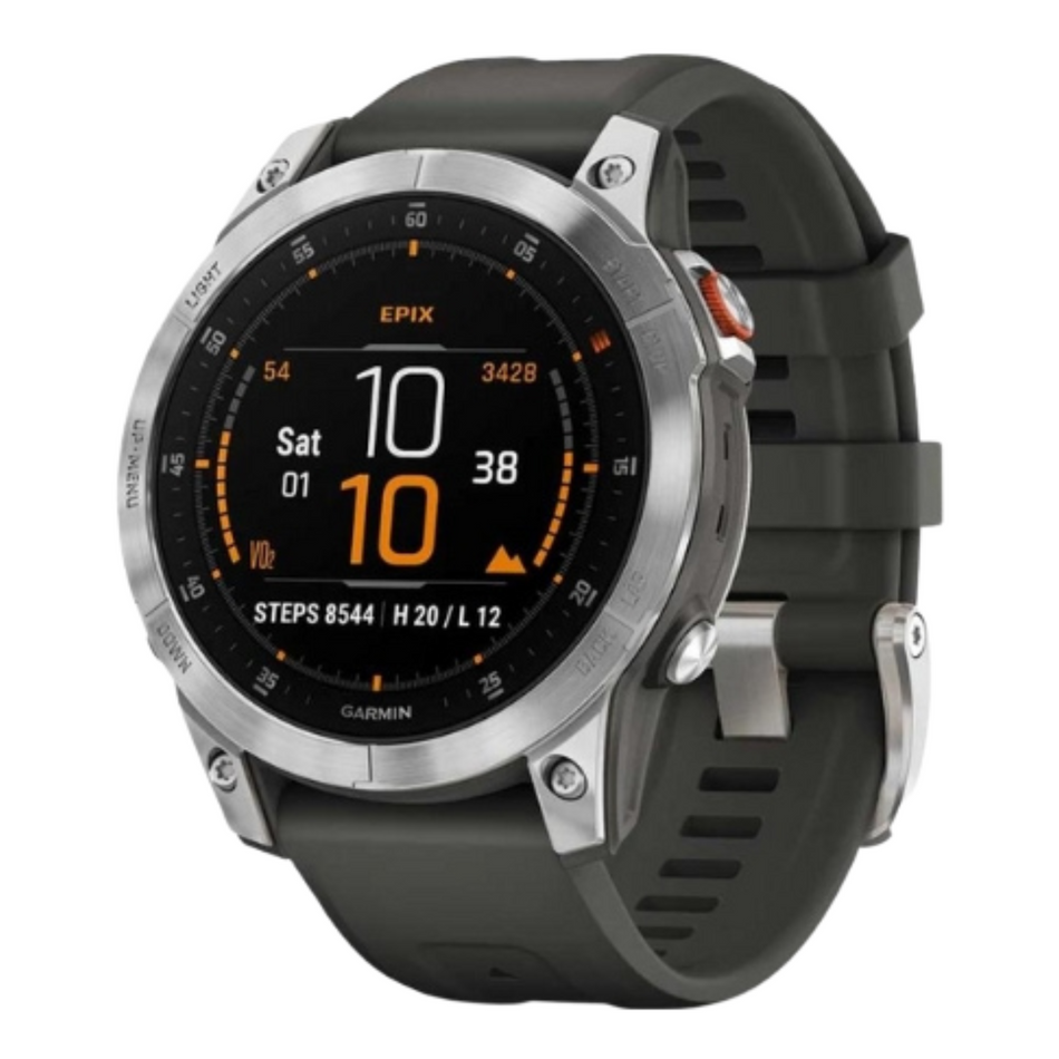 Garmin epix™ Gen 2 (47mm, Slate Steel with Black Silicone Band) - Pre Owned / 3 Month Warranty