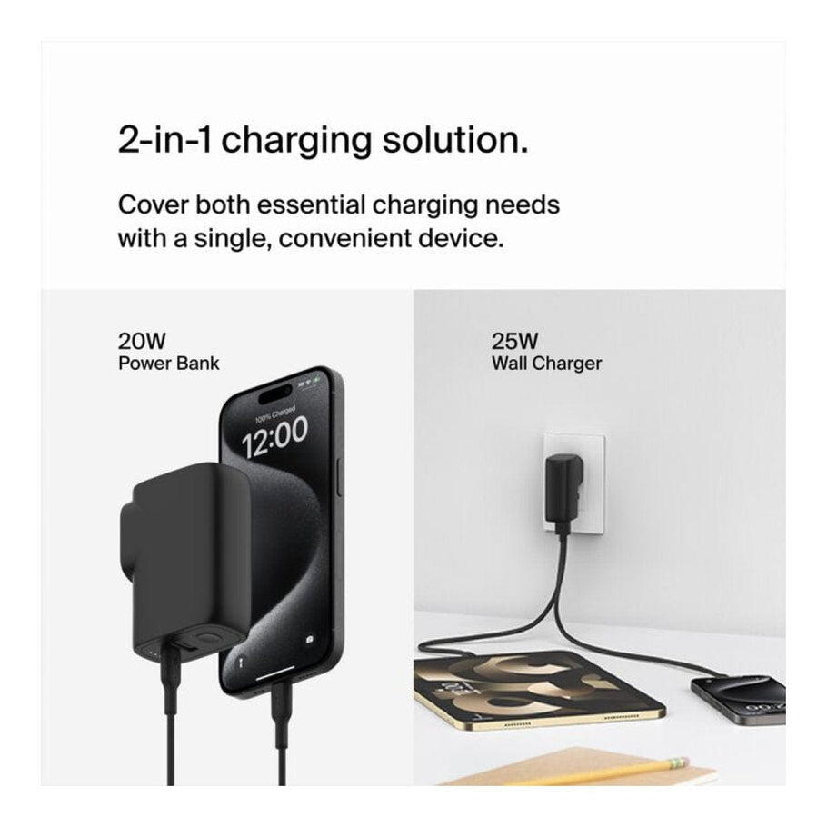Belkin BoostCharge Hybrid 25W Wall Charger with 5000mAh Powerbank