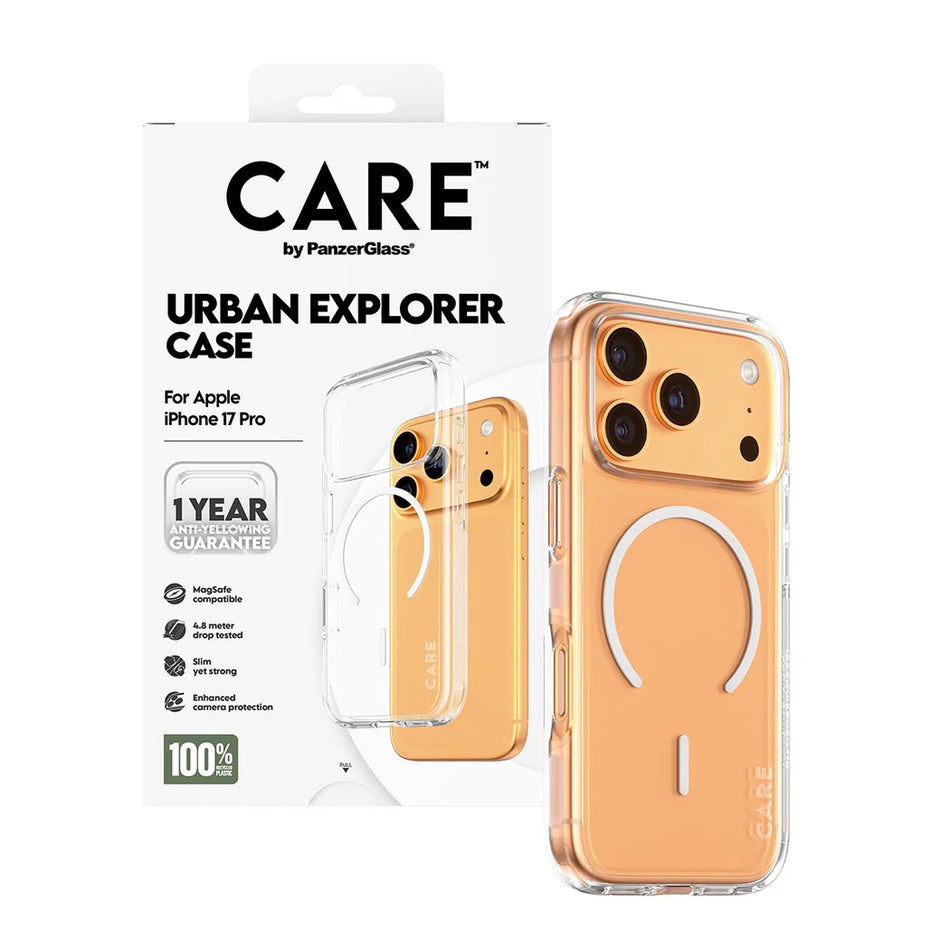 CARE by PanzerGlass® Flagship Case Transparent Urban Explorer w. White MagSafe iPhone 17 Pro