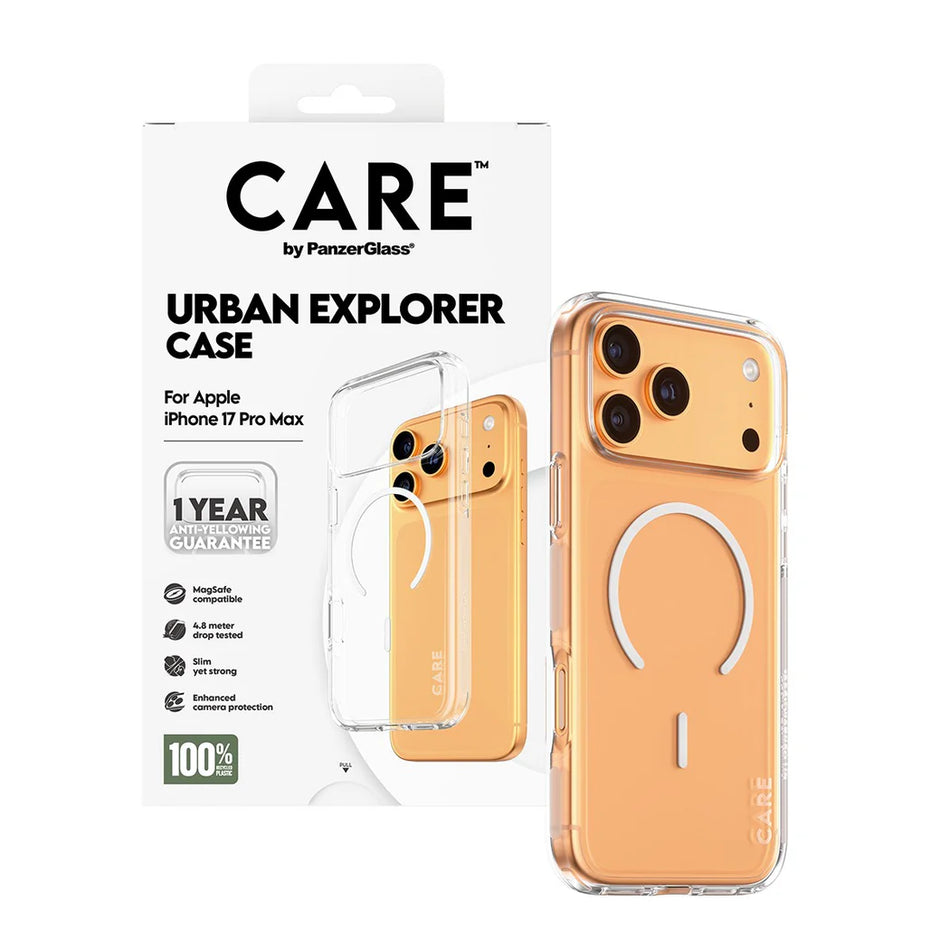 CARE by PanzerGlass® Flagship Case Transparent Urban Explorer w. White MagSafe iPhone 17 Pro Max