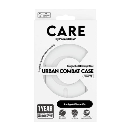 CARE by PanzerGlass® Flagship Case Transparent Urban Combat w. White MagSafe iPhone 16 e - Mac Shack