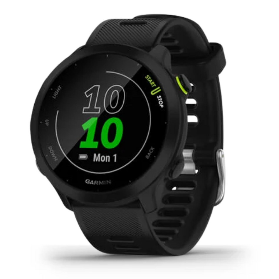 Garmin Forerunner 55 (42mm, Black with Black Silicone Band) - Pre Owned / 3 Month Warranty - Mac Shack