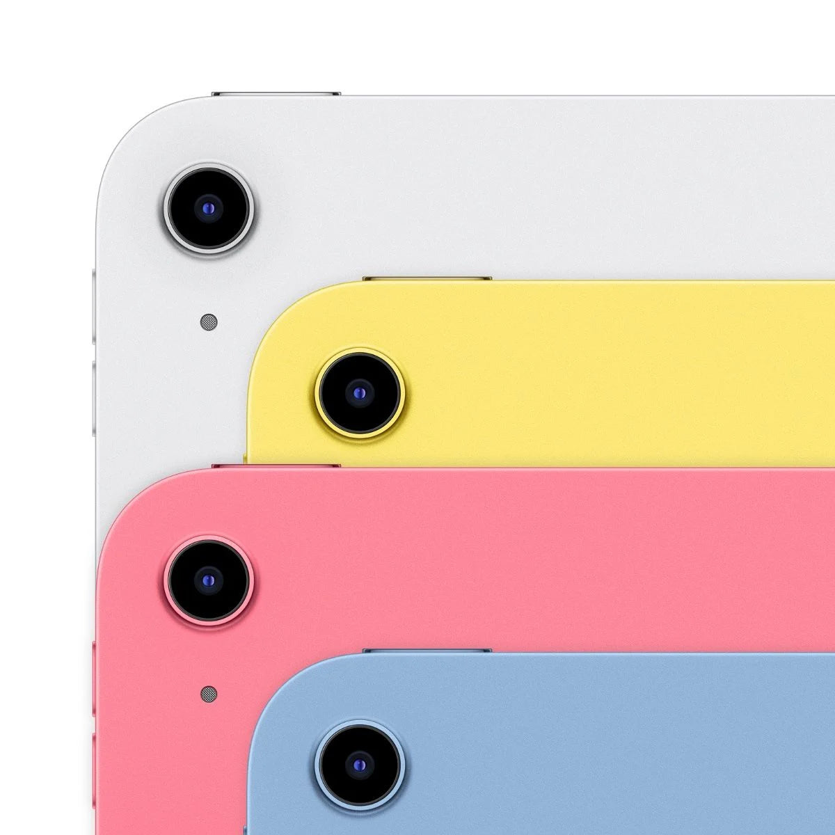 Back of the iPad (A16) in Silver, Yellow, Pink and Blue, showing the available colours - Mac Shack